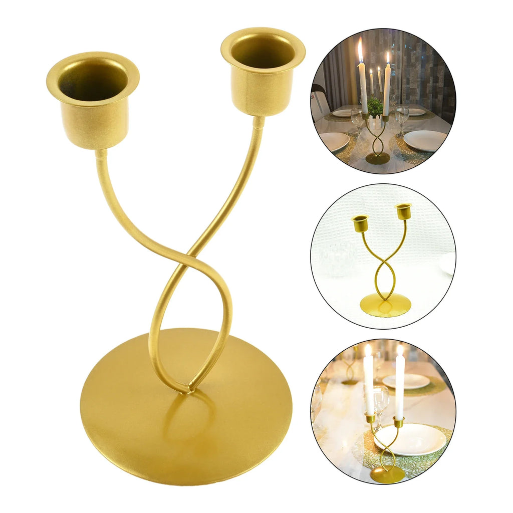 Fits for Living Room,study Room,Decorate Birthday Parties,candlelight Dinners 1Pc 2-head Golden Curved Candlestick Nordic Design Oasis Select