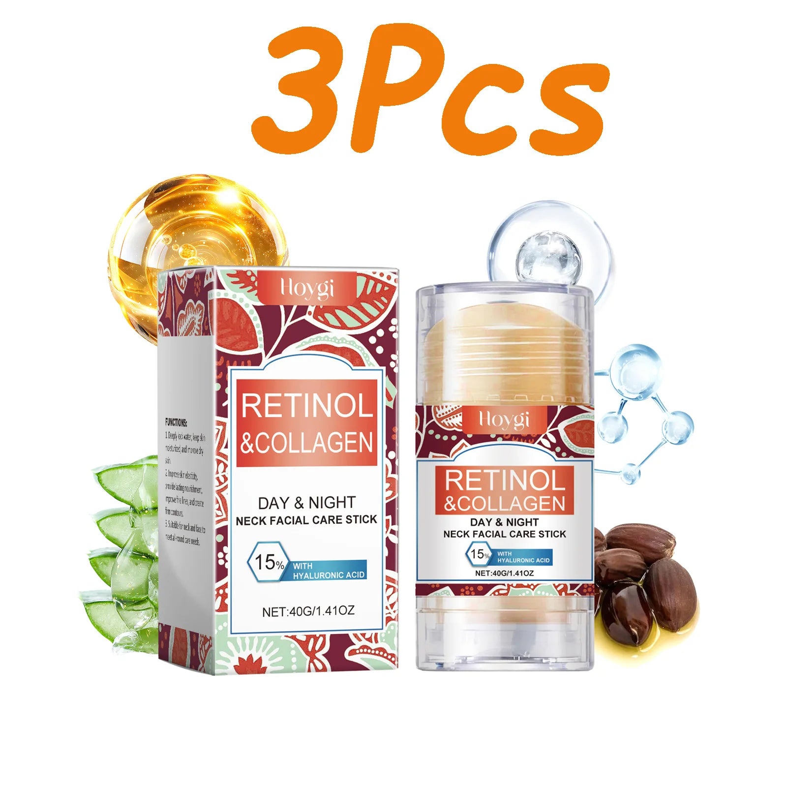 Retinol & Collagen Neck Cream Firming Moisturizing Anti Wrinkle Lifting Face Cream Stick Tightening Nourishing Neck Skin Care Oasis Select 3 x 40g Boxed