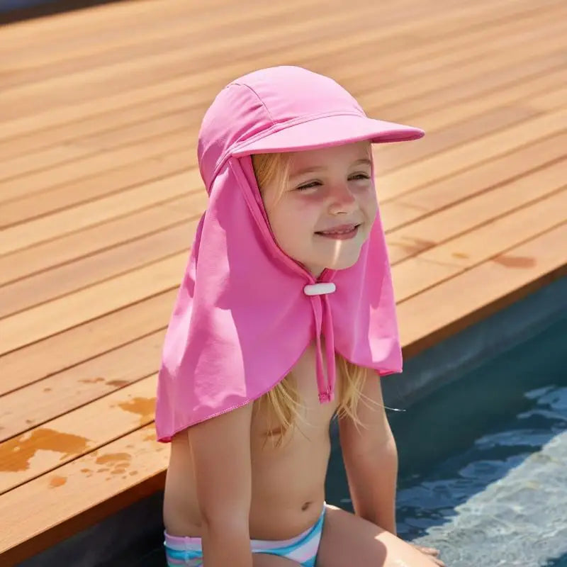 Multicolor Kids Anti-UV Sunscreen Hat Nylon Breathable Large Brimmed Hat Swimming Outdoor Ice Silk Hats Unisex Oasis Select