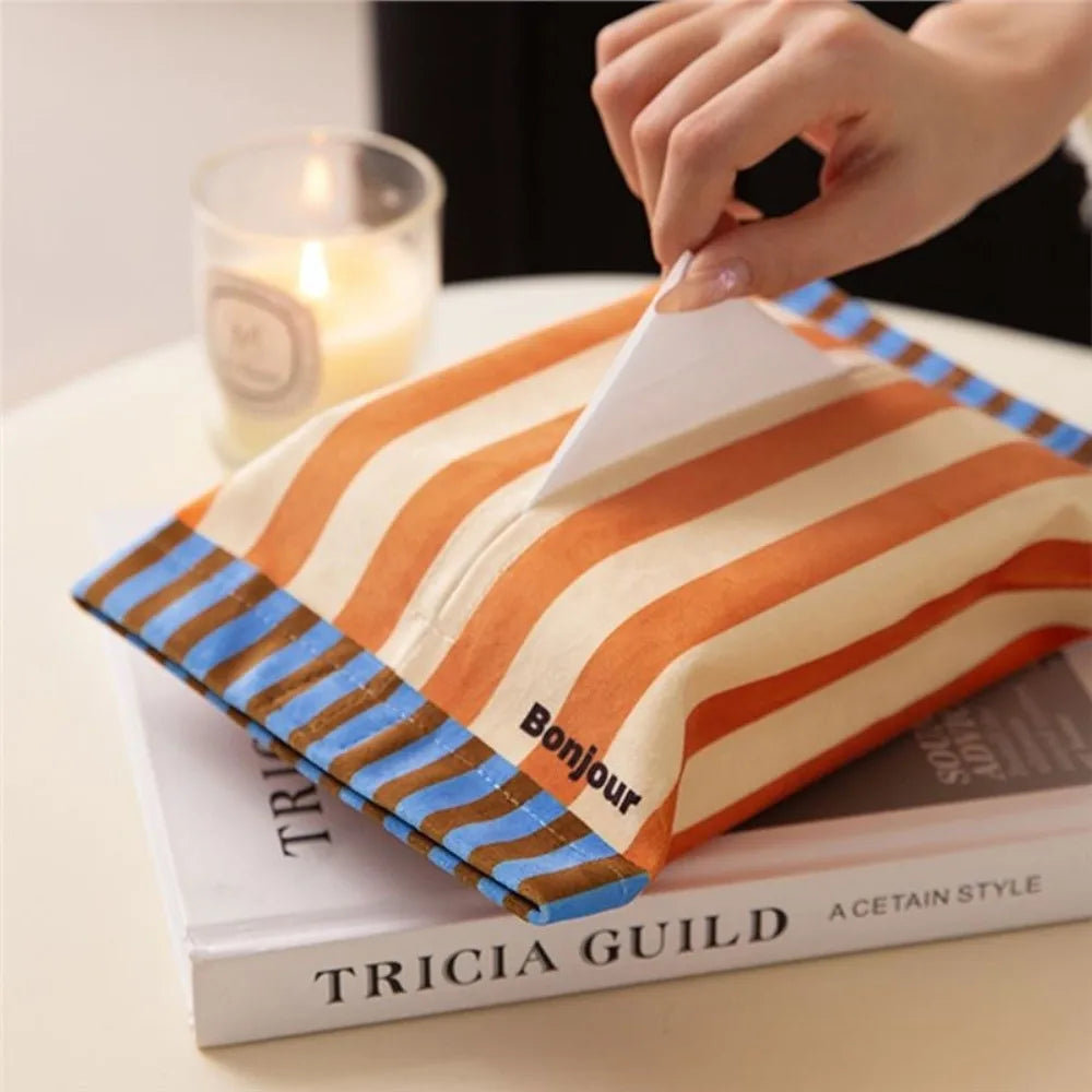 New Luxury Tissue Box Multipurpose Convenient Napkin Storage Bag Portable Napkin Dispenser Car Organizer Decorative Oasis Select Orange
