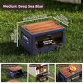 Outdoor camping revenue box with side-opening large-sized tent cover folding box for vehicle trunk organization and storage Oasis Select blue-wooden