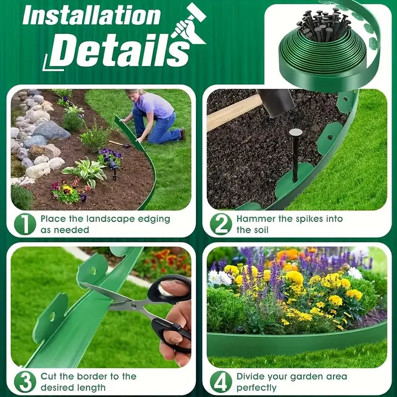 10M L Shaped Lawn Edging Heavy Duty Landscape Border for Grass Gravel Separation Pavement Edge Restraint DIY Garden Barrier Oasis Select