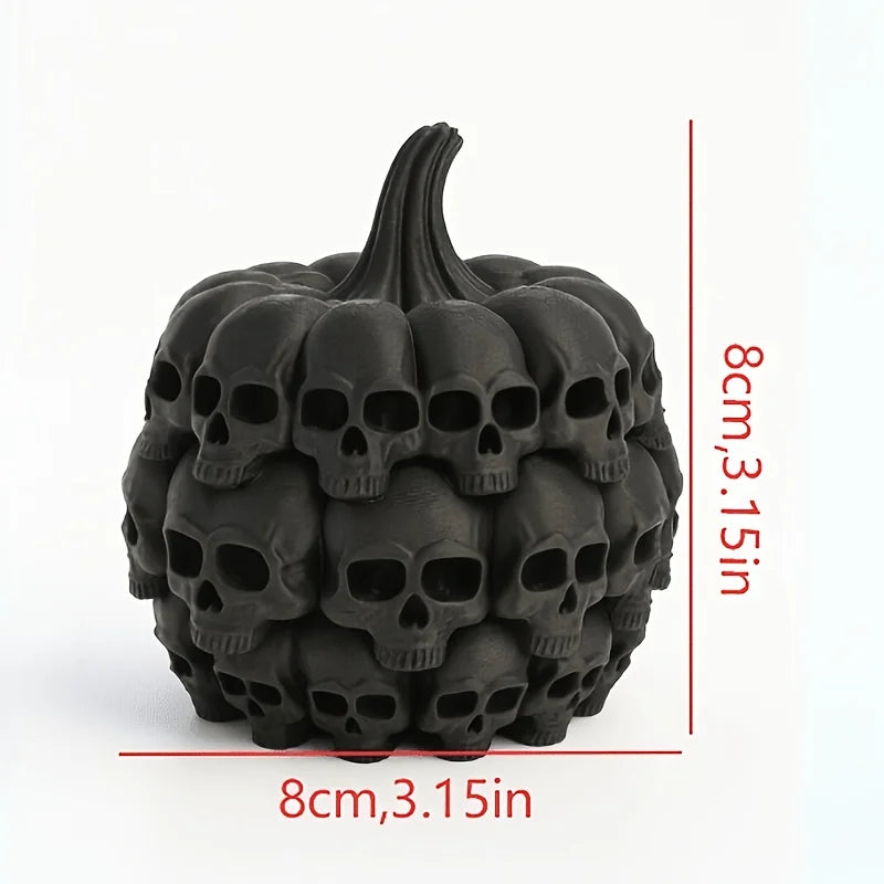 Black Skull Pumpkin Decorations Gothic Halloween Decorations Skeleton Stacked Pumpkin Statues Family Party Horror Theme Gifts Oasis Select