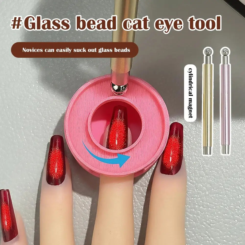 Cat Eye Magnet Nail Art Tool Double-Ended Multifunctional Powerful Nail Magnet Stick with Round Magnetic Bead Cat Eye Magnet Art Oasis Select