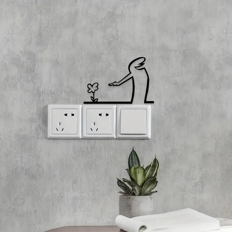 Modern Metal Poster Line Figure Switch Sticker for Easy Hang Installation Living Room Bedroom Decor Oasis Select