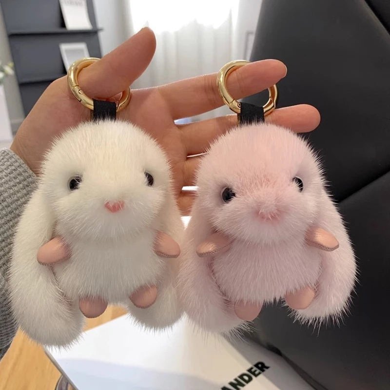 Cute Rabbit Plush Keychain Women Bag Car Keychain Pendant Decoration Jewelry Bags Hanging Accessories Gifts Oasis Select