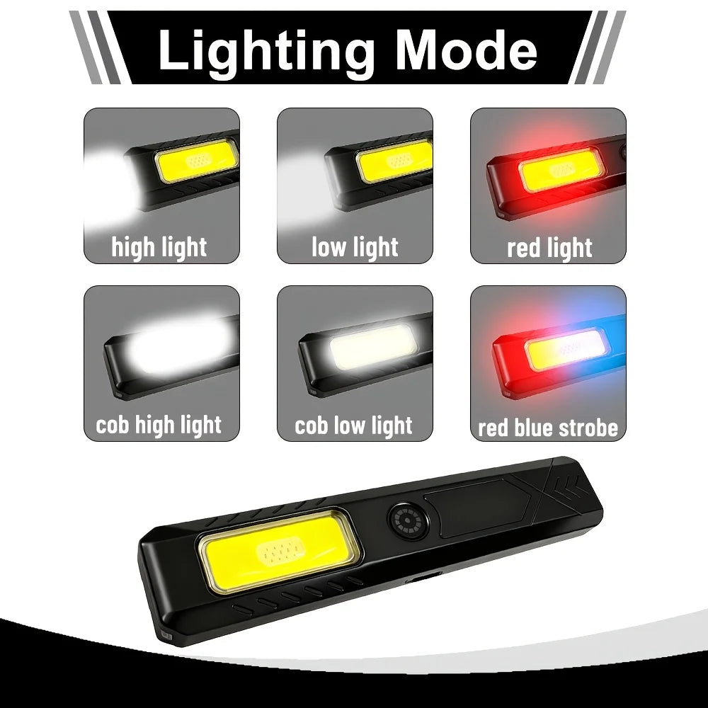 Mini EDC Flashlight USB Rechargeable – COB+LED, 6 Modes, Clip