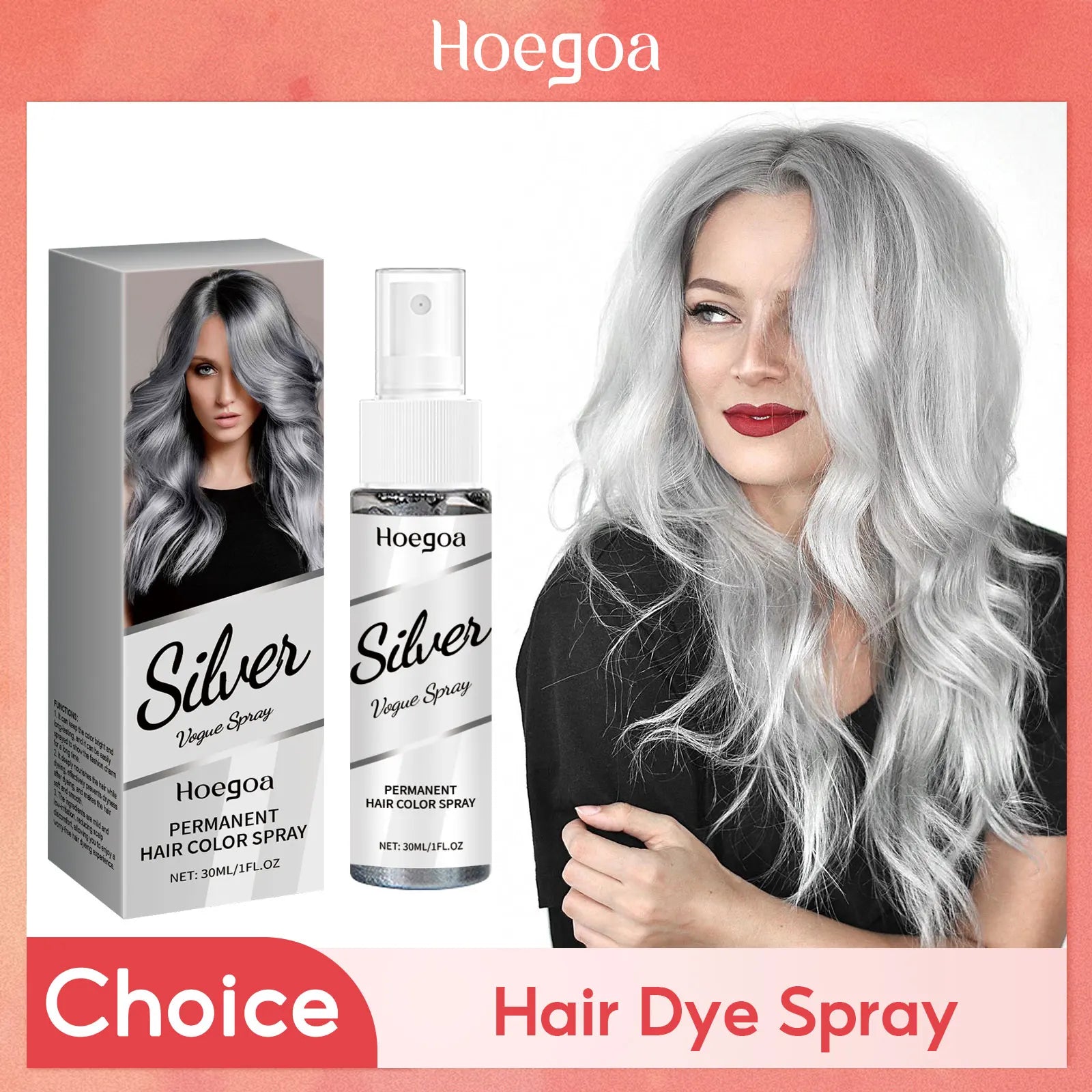 Temporary Gray Hair Dye Spray One-Time Molding Smoky Gray Punk Style Light Color Non-Irritating Unisex Grandma Gray Hair Dye Oasis Select