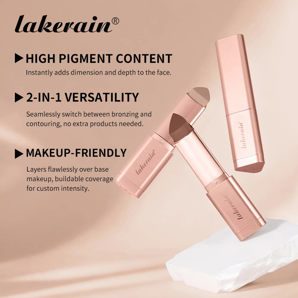 Lakerain Bronzer Cream Stick 3D Makeup Effect Improve Fine Lines Brightening & Grooming 2 IN 1 Bronzer Cream for All Skin Types Oasis Select