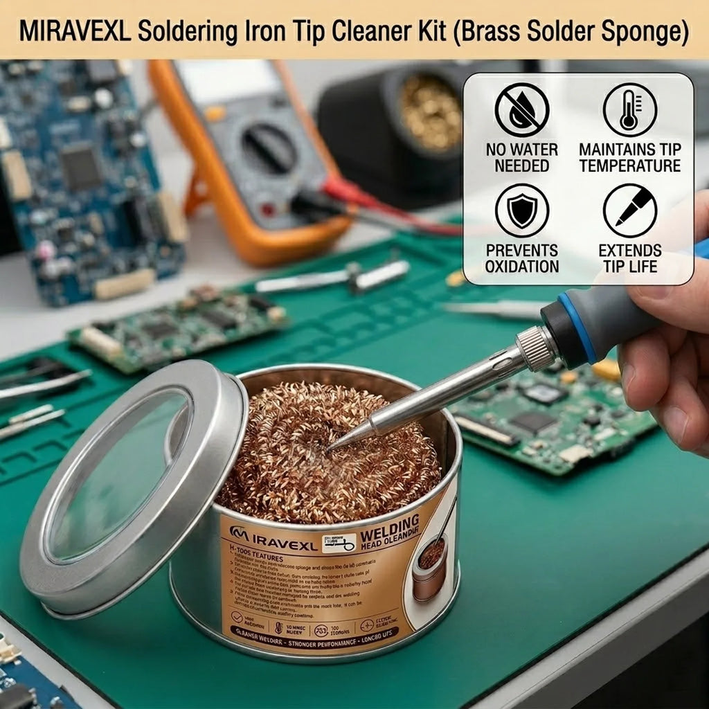 Waterless Brass Sponge Soldering Iron Tip Cleaner, Prevent tip oxidation for faster PCB repairs and professional welding station Oasis Select