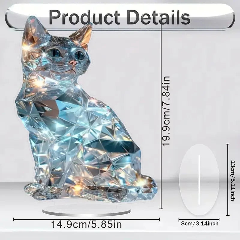 2D Colorful Animal Acrylic Ornaments Cat Figurine Decoration Kitten