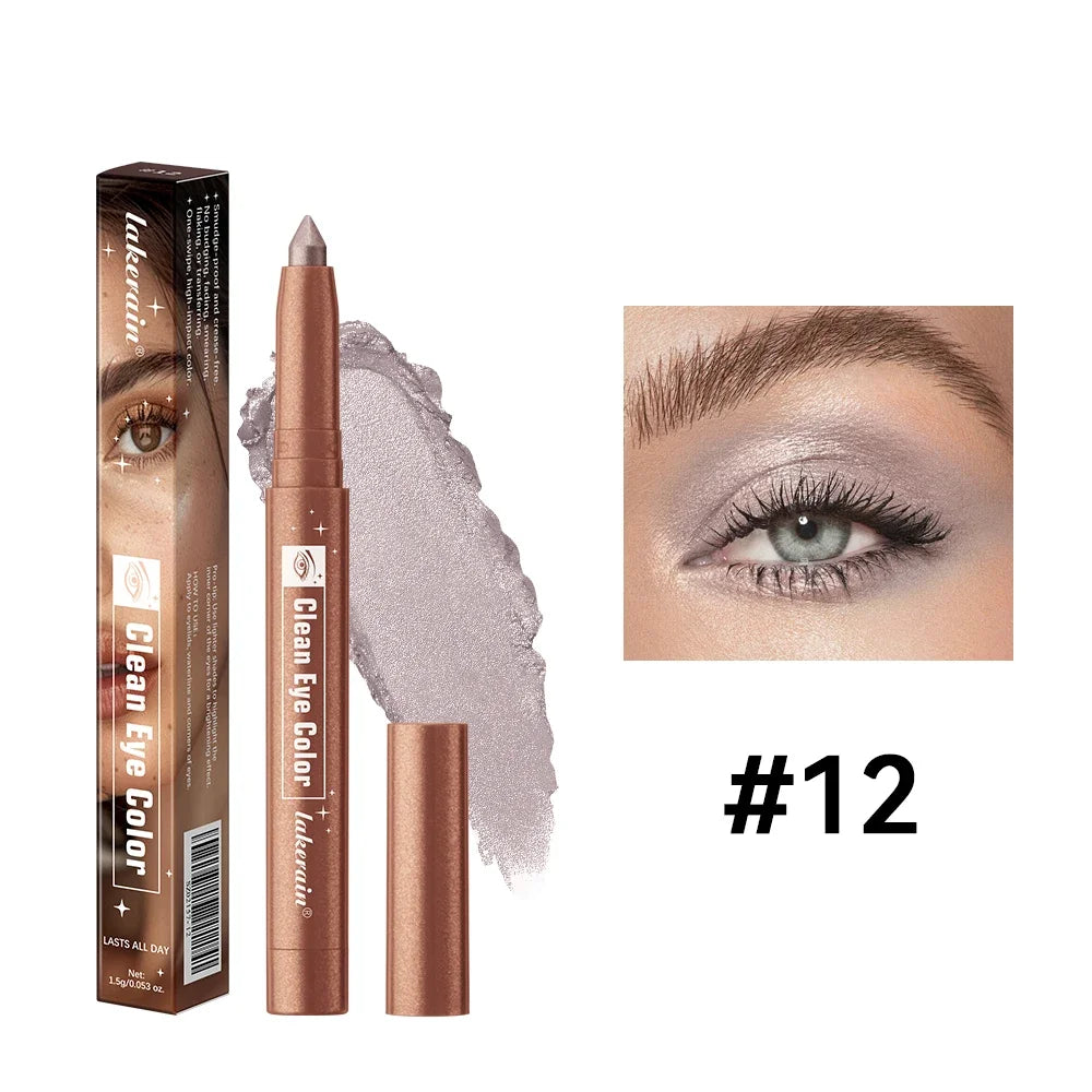 Lakerain 12-Color Waterproof Eyeshadow Sticks – Shimmer & Matte