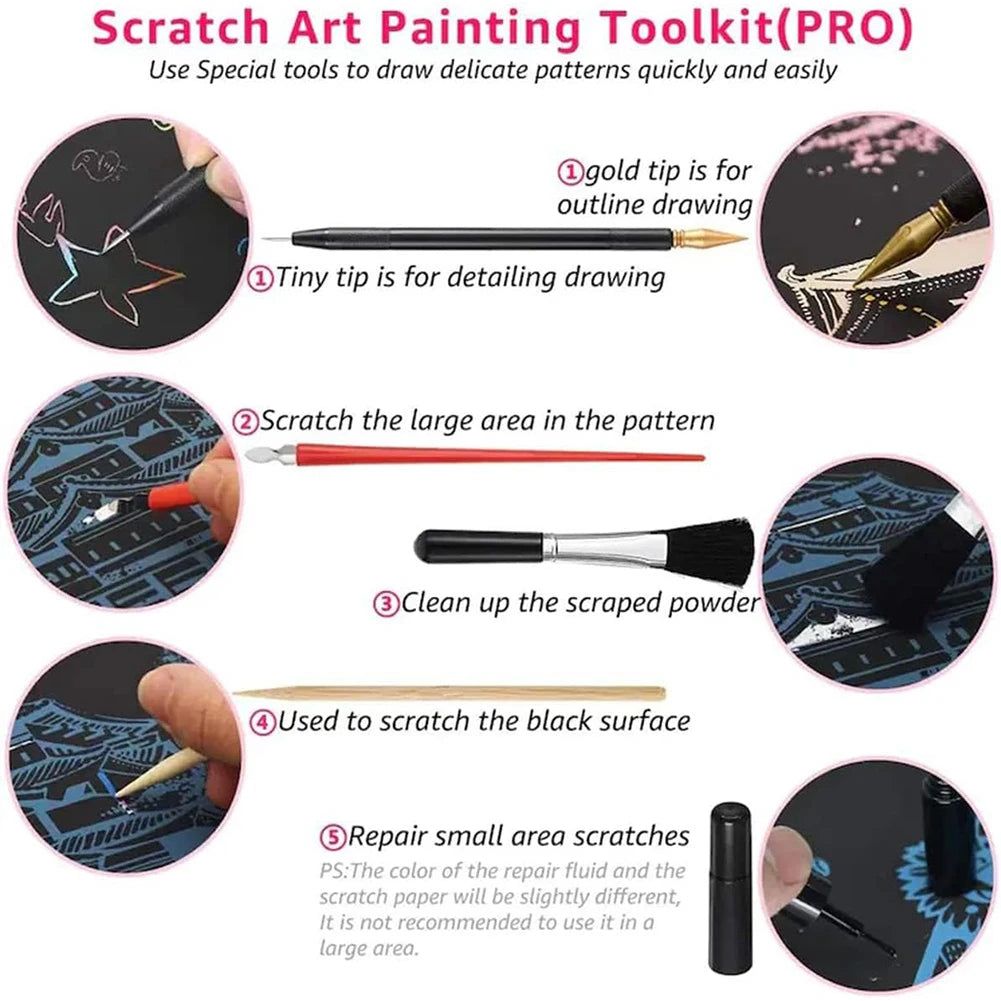 Scratch Painting Paper ,City Series Night Scene,Scratch Painting Creative Gift,Scratch board for Adult and Kids,with 4 Tools Oasis Select