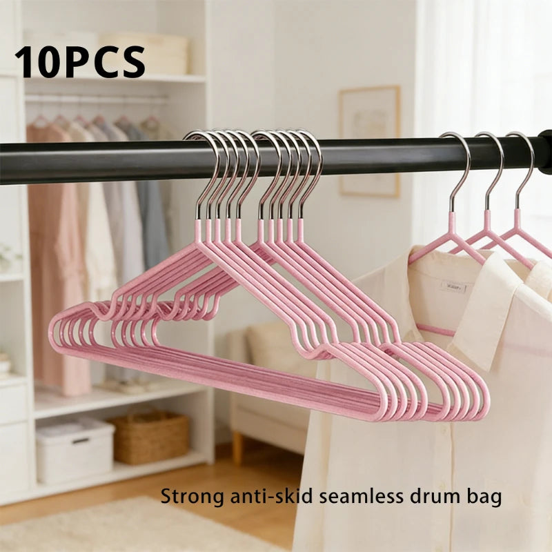 10pcs Nano Coated Non Slip Clothes Hangers Set,Anti Slip Dry Wet Dual Use Hanger,Clothe Organizer for Wardrobe Bathroom Laundry Oasis Select Pink