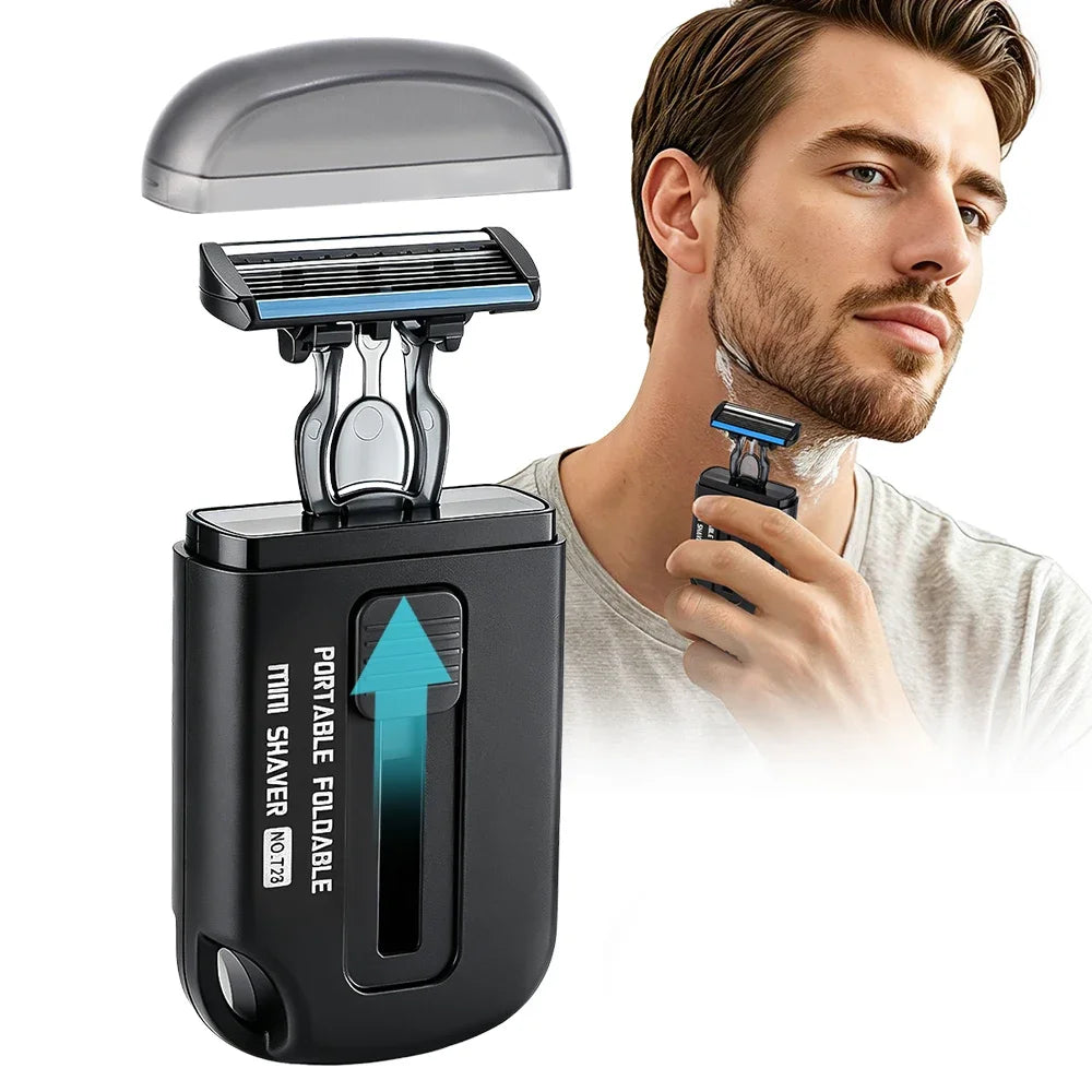 Mini 6-Blade Retractable Pocket Razor | Men's Travel Shaver