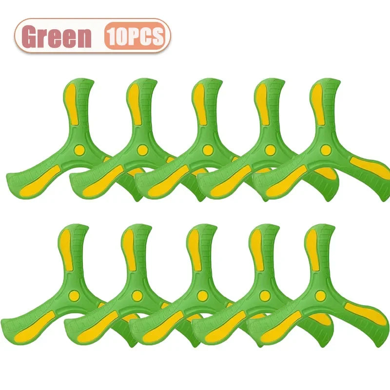 1-20PCS Tri-Blade Boomerang for Kids Outdoor Toys Safe Durable Flying Disc Family Fun Sport Game Parent-Child Interaction Oasis Select Green-10PCS