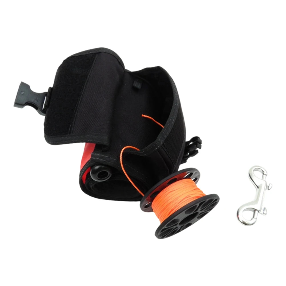 Diving Signal Tub SMB Storage Mesh Bag 120x15cm 3-in-1 Reel Buoy Marker Signal Pocket With Spool Snap Scuba Diving Bag Oasis Select