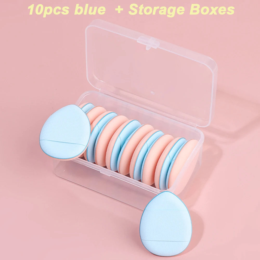 1/6/10Pcs Mini Finger Puff Foundation Small Air Cushion Powder Sponge Face Concealer BB Cream Cosmetic Applicator Makeup Tools Oasis Select 10Pcs blue