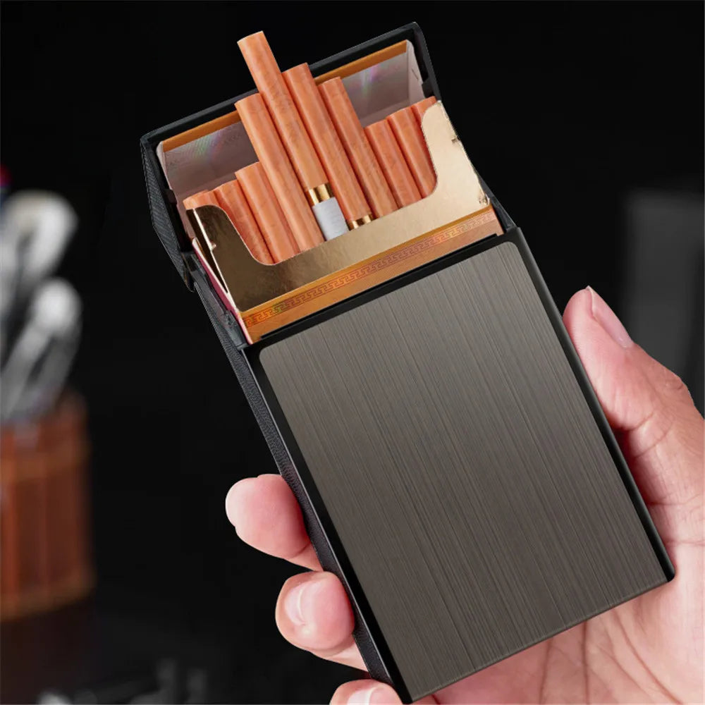 Long Cigarette Case Ultra Thin Flip Cover 20pcs Cigarettes For 100mm Storage Container Box Tobacco Case Smoking Tool Men's Gifts Oasis Select