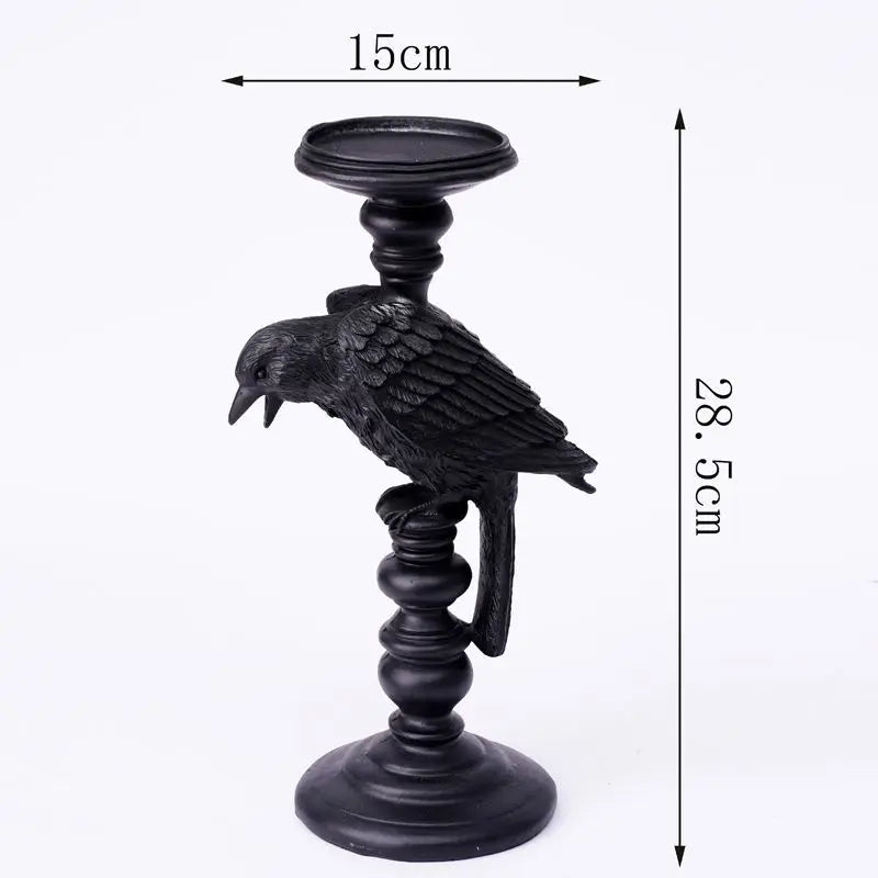 Diablo Halloween Crow Candlestick Decorative Ornaments Birthday Gift Couple Gift Home Desktop Resin Ornaments Candle Holders Oasis Select LW20367