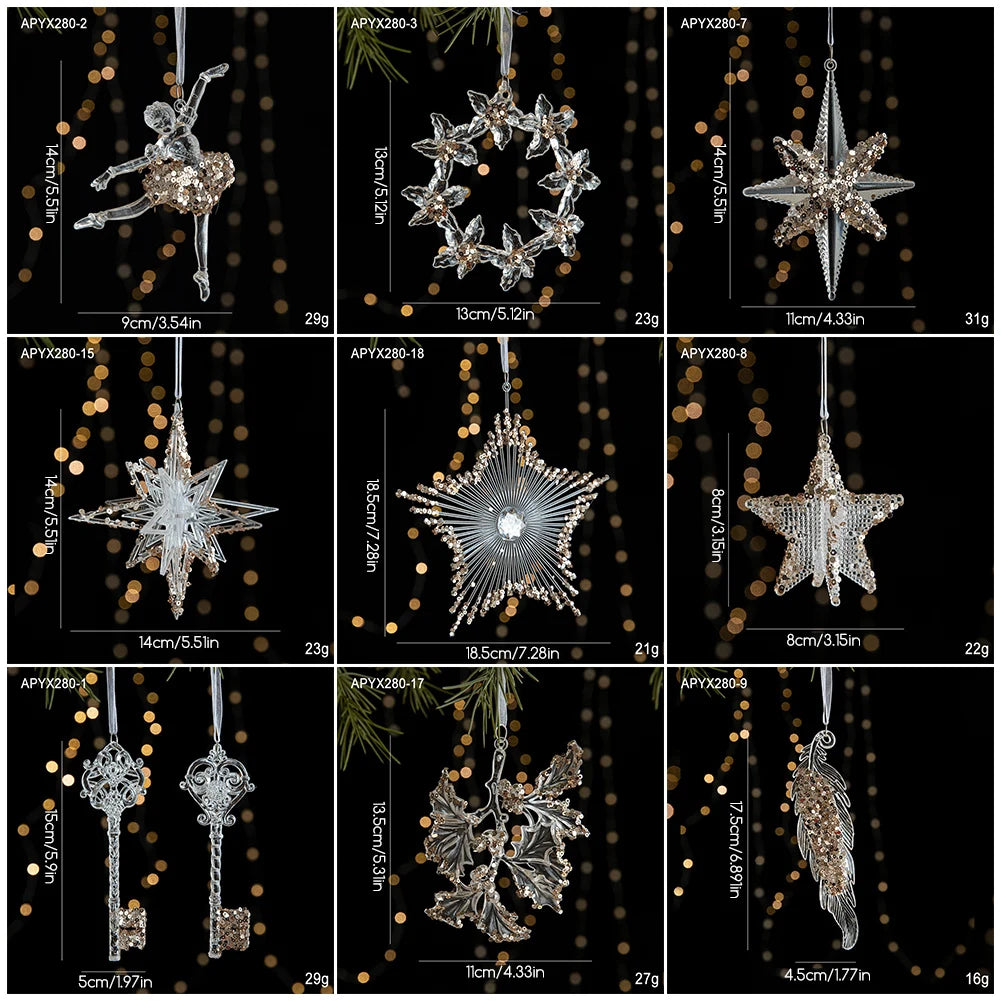 Crystal Acrylic Snowflake Christmas Ornaments – Transparent