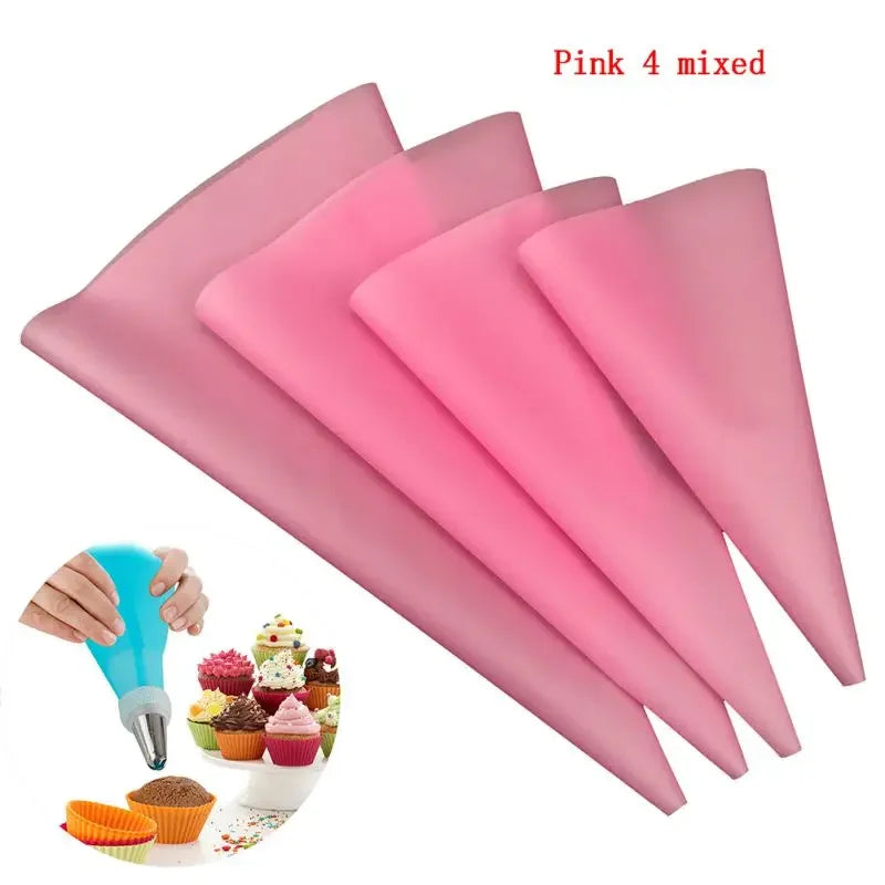 4Pcs/Set Silicone Pastry Bag Tips Kitchen DIY Cake Icing Piping Cream Cake Decorating Tools Reusable Pastry Bags Set Oasis Select B