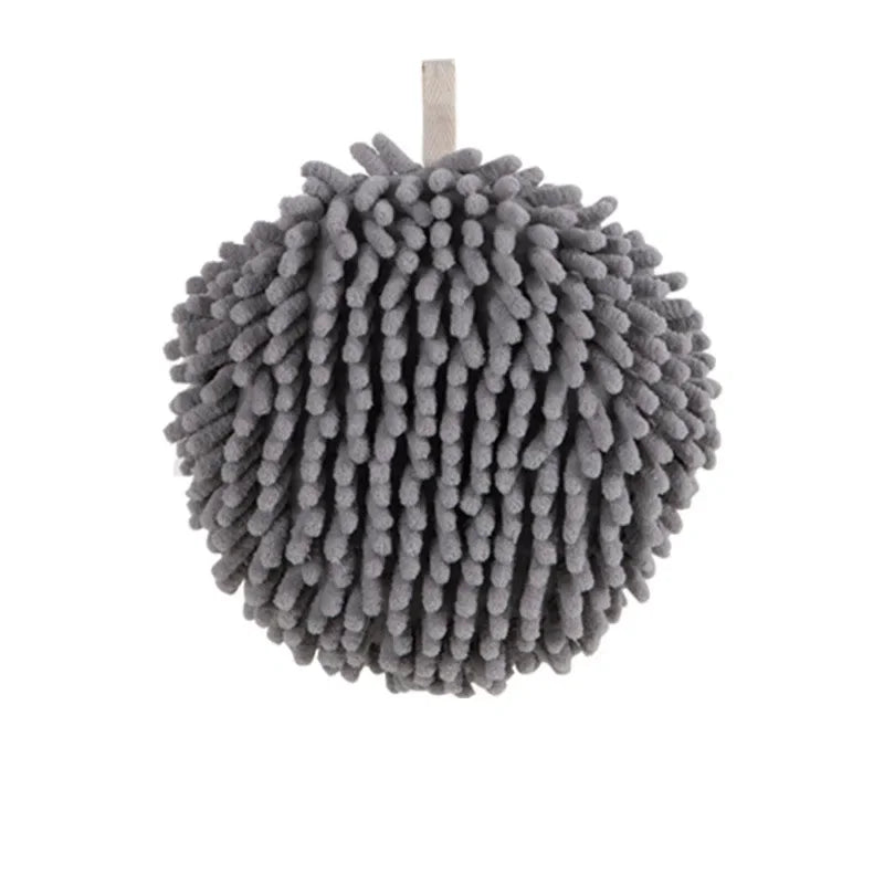 1/2/3pcs Chenille Hand Towels Kitchen Bathroom Hand Towel Ball with Hanging Loops Quick Dry Soft Absorbent Microfiber Towels Oasis Select gray