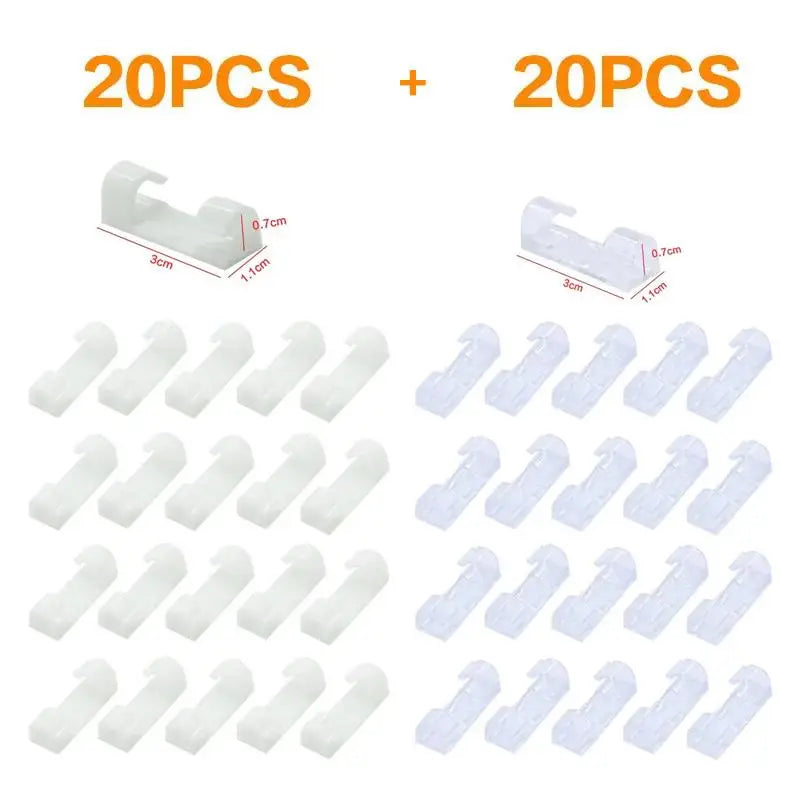 20/40pcs Adhesive Cable Clips Wire Holder For Wall Strong Self-Adhesive Stickers Cord Management Organizer For Desk Car Office Oasis Select Small Mixed 40PCS 1