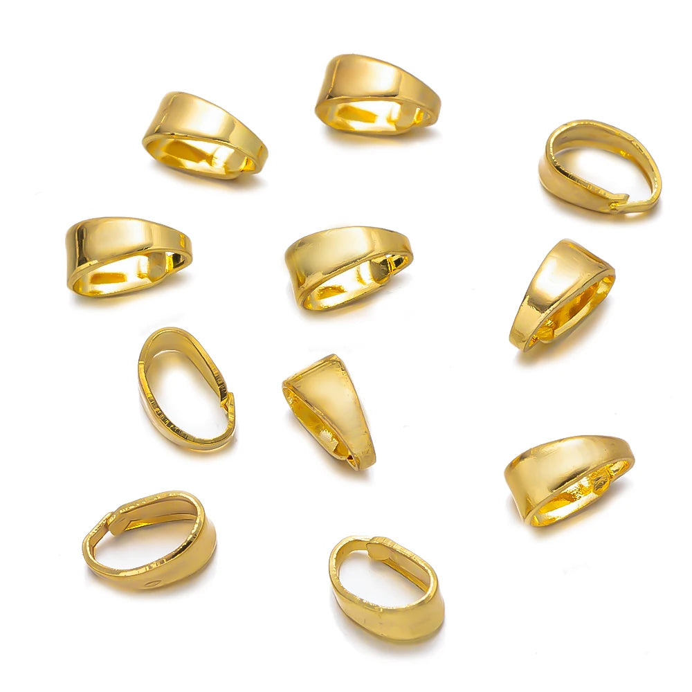 50pcs 18K Gold Plated Pendant Clips Pinch Bail Clasp Hook Connector for Necklaces Bracelets Jewelry Making Supplies Accessories Oasis Select Gold