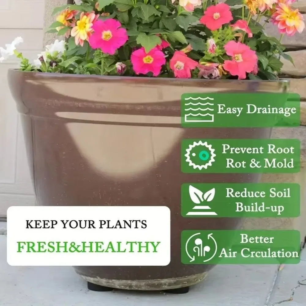 1/4Pcs Durable Movable Flower Pot Feet Risers Natural Rubber Non-Slip Plant Stand Base Flower Planter Stand Gardening Supplies Oasis Select