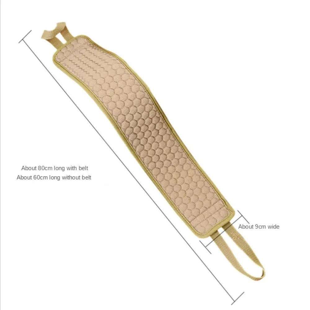 Exfoliating Back Scrubber, Long Handle Bath Scrub Strap for Shower, Double-Sided Body Washcloth for Deep Cleansing Hand Towel Oasis Select