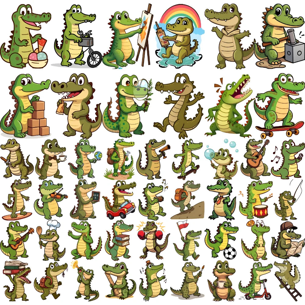54pcs Cartoon Crocodile Temporary Tattoo Stickers – Waterproof