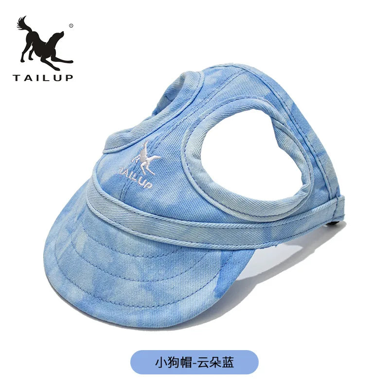 Sunshades for Large, Medium and Small Dogs and Cats with Exposed Ears, Little Dogs with Duck Tongues, Baseball Caps and Headwear Oasis Select Cloud blue S