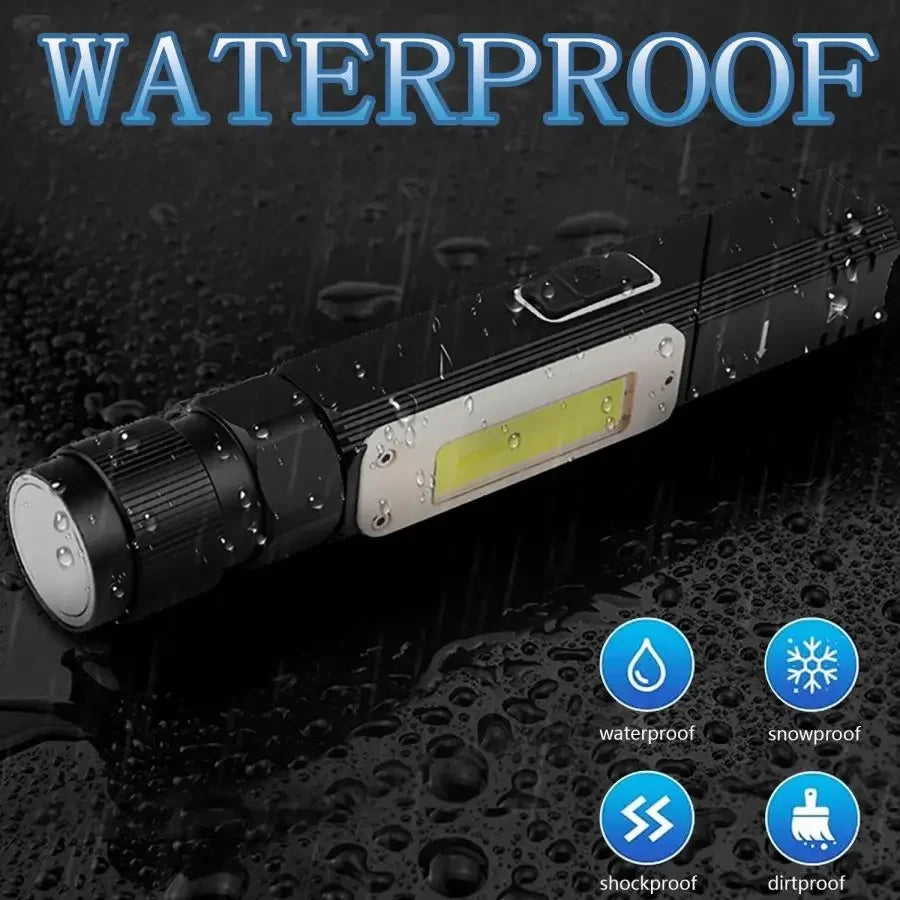 Super Bright LED Flashlight Rechargeable 5 Modes Work Light 90 Degree Twist Rotary Clip Tactical Flashlights Waterproof Torch Oasis Select