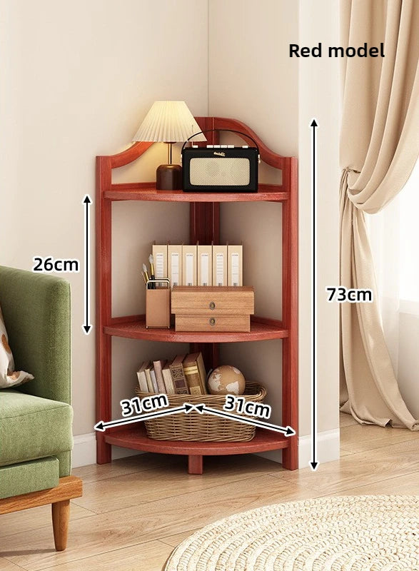Corner Cabinet Triangle Corner Cabinet Indoor Shelf Shelf Living Room Floor Locker Modern Simple Storage Rack Oasis Select red-3
