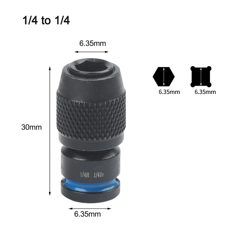 Impact Wrench Adapter 1/2 3/8 1/4inch To 6.35mm Quick Release Hex Socket Adapter For Electric Wrench Power Tool Oasis Select C