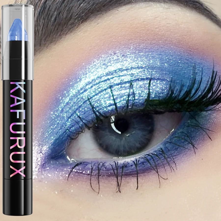 KAFURUX 25-Color Glitter Eyeshadow Pencil – Waterproof & Matte