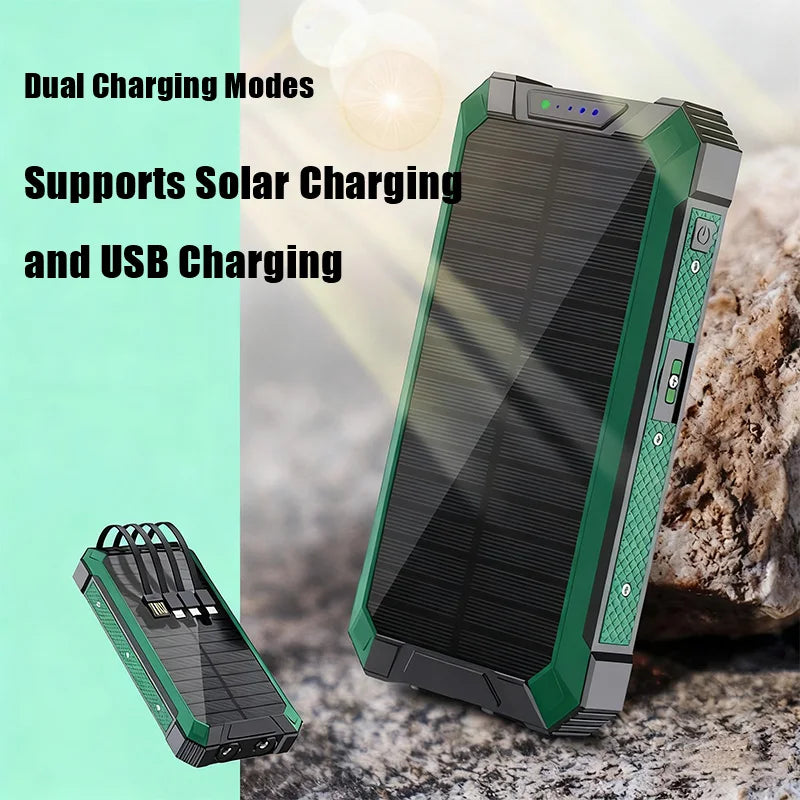 Solar Power Bank 20000mAh Portable Charging Poverbank External Battery Charger Strong Light LDE Light for All Smartphones Oasis Select