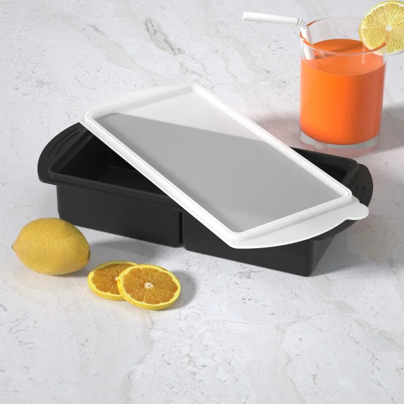 Large Capacity Silicone Tray Food Grade for Hot Pot Broth Stock Sauce Freezer Storage Containers Reusable Kitchen Gadget Oasis Select Black-2 grid