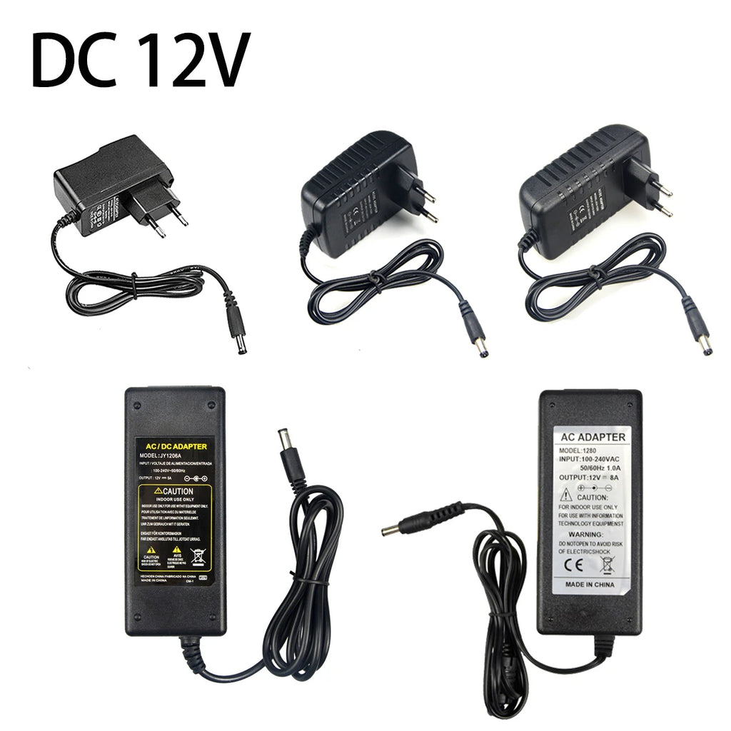 Universal Power Adapter AC110-240V To DC 12V EU Supply Charger 5.5*2.1mm Lighting Switches Power Driver for LED Strip Light TV Oasis Select