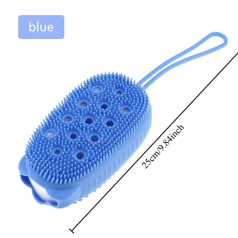 Soft Silicone Body Scrubber Multi-purpose Shower Exfoliating Brush Bubble Massage Sponge for Full Body Skin Cleansing Oasis Select blue