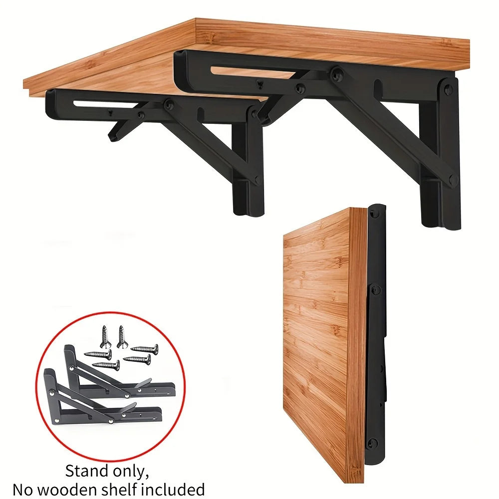 2PCS Black Finish Camper Van Folding-Bracket Table Shelf Interior Accessories for Motorhome Caravan RV Camper Trailer Food Truck Oasis Select