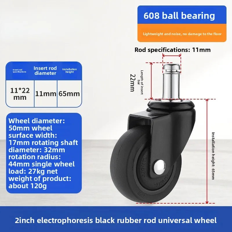 4PCS Casters Wheels 2 inch Heavy Duty Swivel Soft Rubber Roller with Brake for Platform Trolley Furniture Wheels Oasis Select 4pcs 2inch M