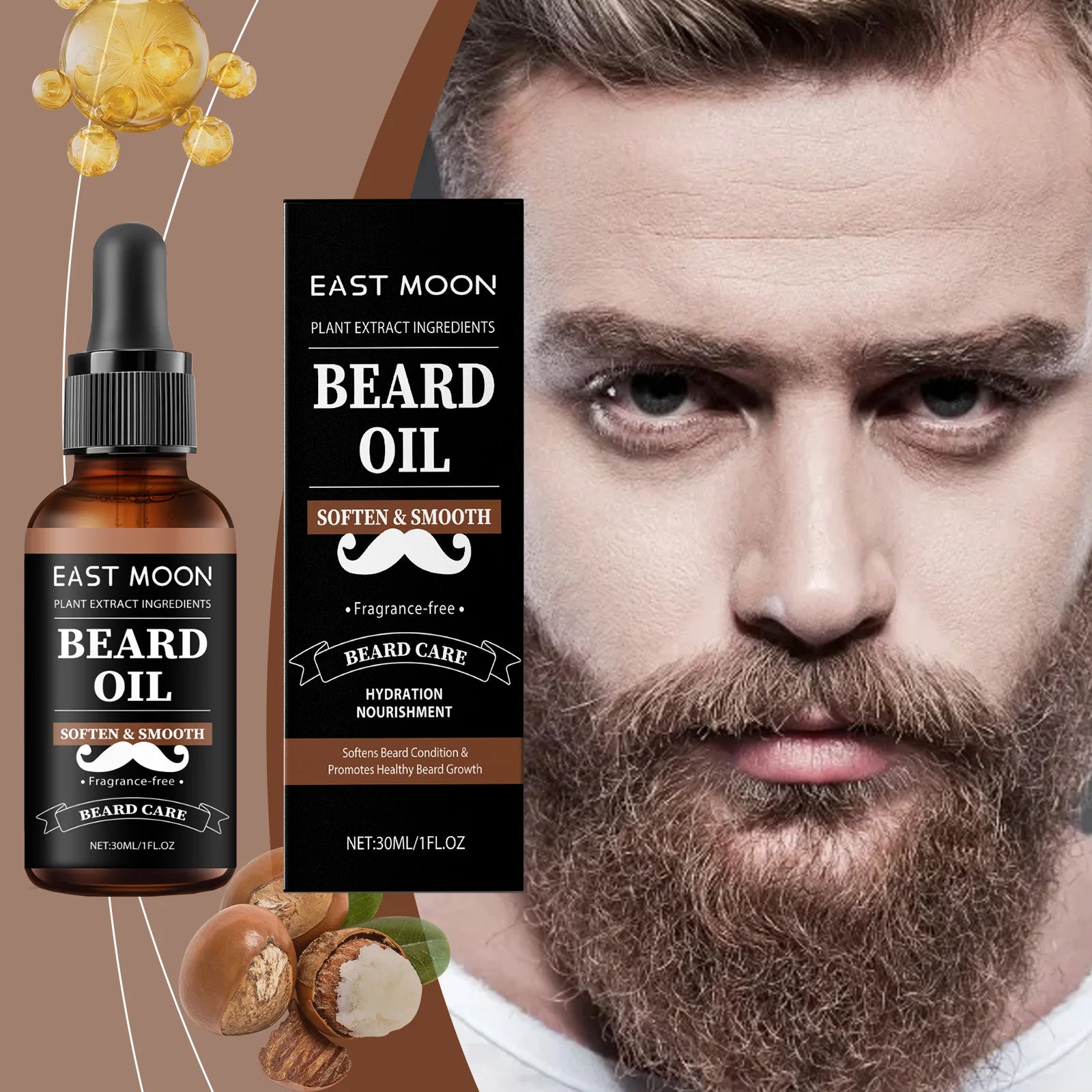 Men's Beard Care Oil, deeply moisturizing, hydrating, softening and shining for a smooth, healthy long-lasting beard Oasis Select Default Title