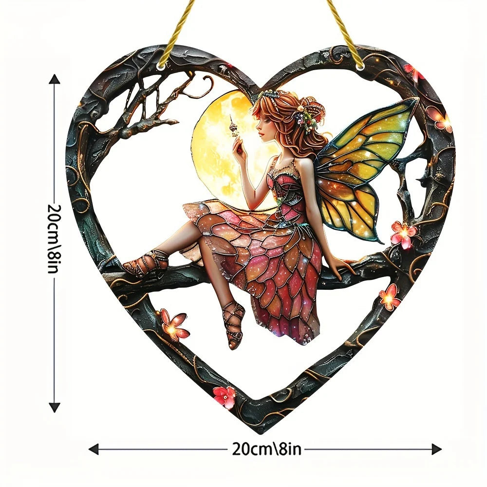 Fairy Angel Heart Suncatcher | Acrylic Window Hanging Ornament