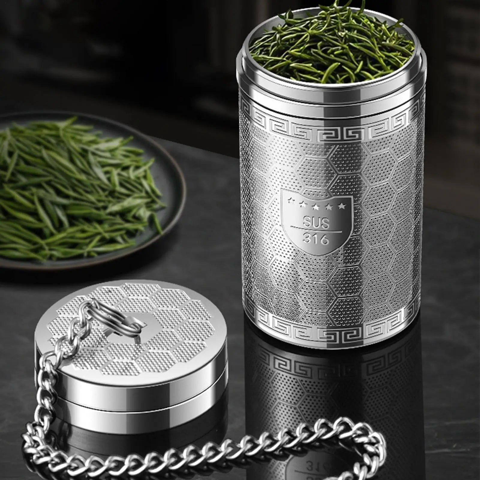 Tea Infuser Stainless Steel Tea Strainer with Extended Chain Hook Extra Fine Mesh Tea Strainers for Loose Tea Teapot Filter Oasis Select