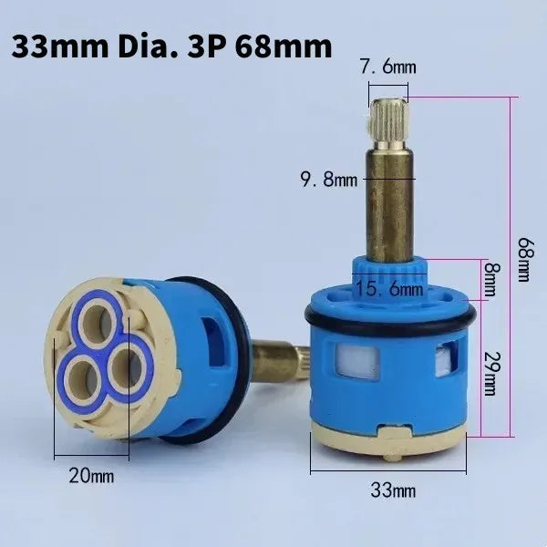 1PC Watersaving Replacement Ceramic Spool Shower Room Faucet Water Mixer Tap Cartridge Replace Valve Kitchen Bathroom Accessory Oasis Select 33mm Dia. 3P 68mm
