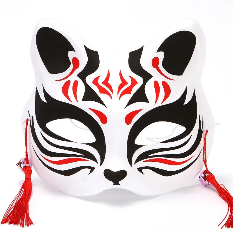 Foxes Mask Japanese Cosplay Rave Hand-Painted Anime Demon Slayer Half Face Cat Masks Masquerade Festival Party Cosplay Props Oasis Select 20