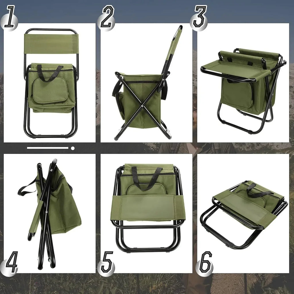 Fishing Stool Detachable Portable Folding Chair Beach Camping Chair with Cooler Bag Backrest Lightweight Outdoor Folding Chair Oasis Select