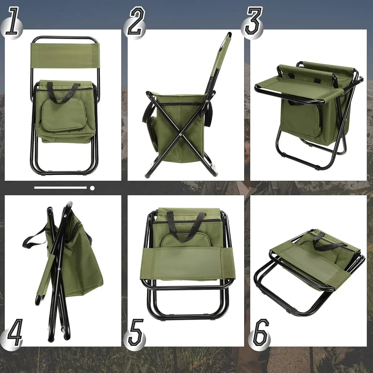 Fishing Stool Detachable Portable Folding Chair Beach Camping Chair with Cooler Bag Backrest Lightweight Outdoor Folding Chair Oasis Select